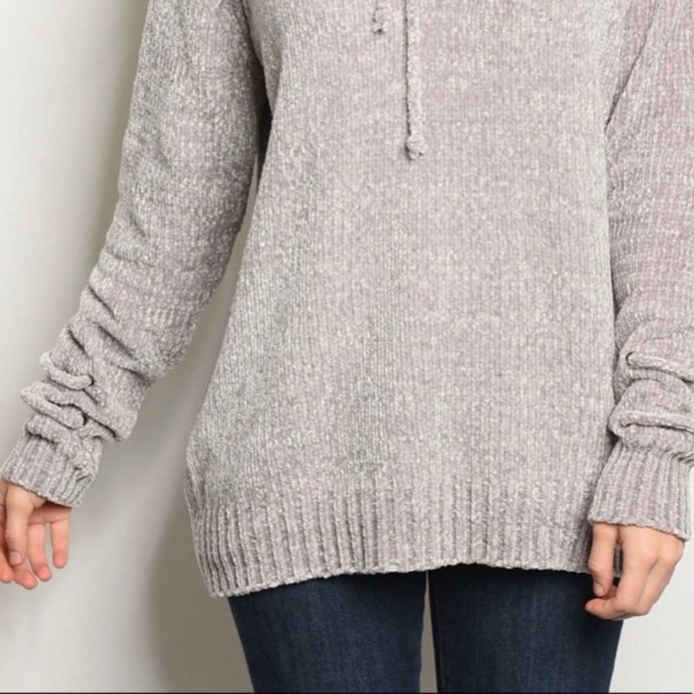 Last! PRICE IS FIRM!Chenille Lace Up Sweater - Picture 2 of 4